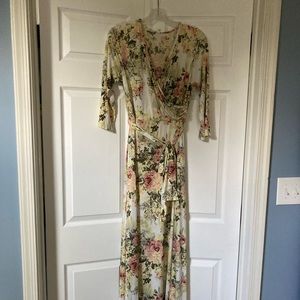 Pinkblush Maternity - Pink/Green/Neutral Floral Wrap Maxi dress - XL